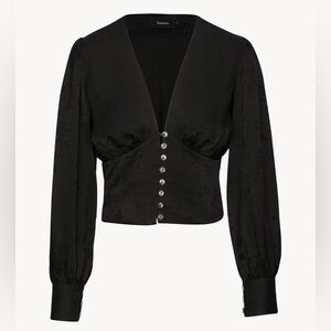 Realisation Par THE KAIA Voodoo silk jacquard blouse yin Yang 69 buttons